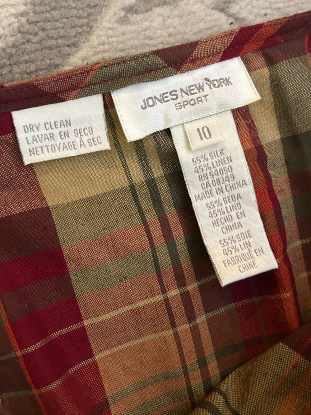 Jones New York Plaid Maxi Wrap Skirt in Red, Green and Tan - Picture 3 of 3
